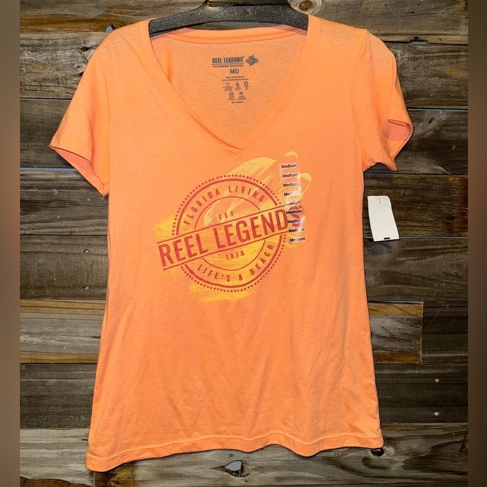 NWT Reel legends women’s M shirt- orange - cotton and polyester